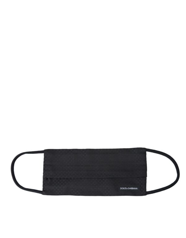 Dolce & Gabbana Black 100% Silk Adjustable Necktie Face Mask - Image 3