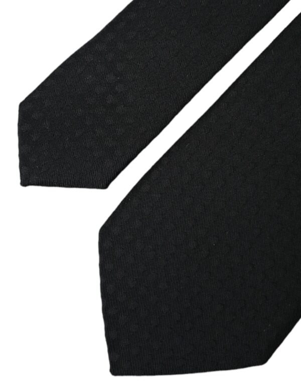 Dolce & Gabbana Black 100% Silk Adjustable Necktie Face Mask - Image 8