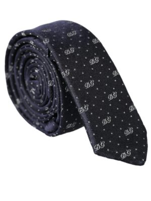 Dolce & Gabbana Blue DG Logo 100% Silk Adjustable Tie