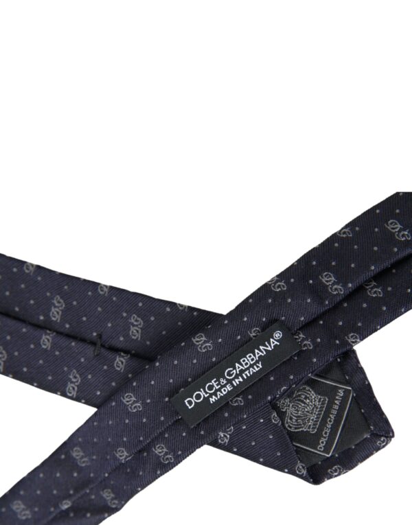 Dolce & Gabbana Blue DG Logo 100% Silk Adjustable Tie - Image 4