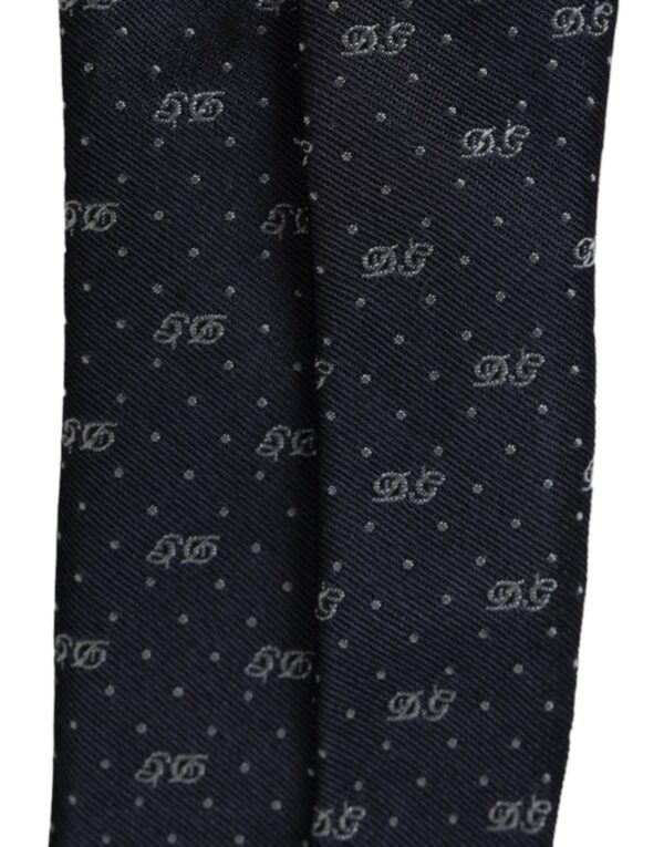 Dolce & Gabbana Blue DG Logo 100% Silk Adjustable Tie - Image 5
