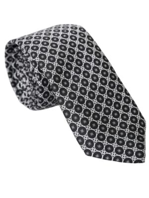 Dolce & Gabbana Black White Patterned Silk Adjustable Men Tie
