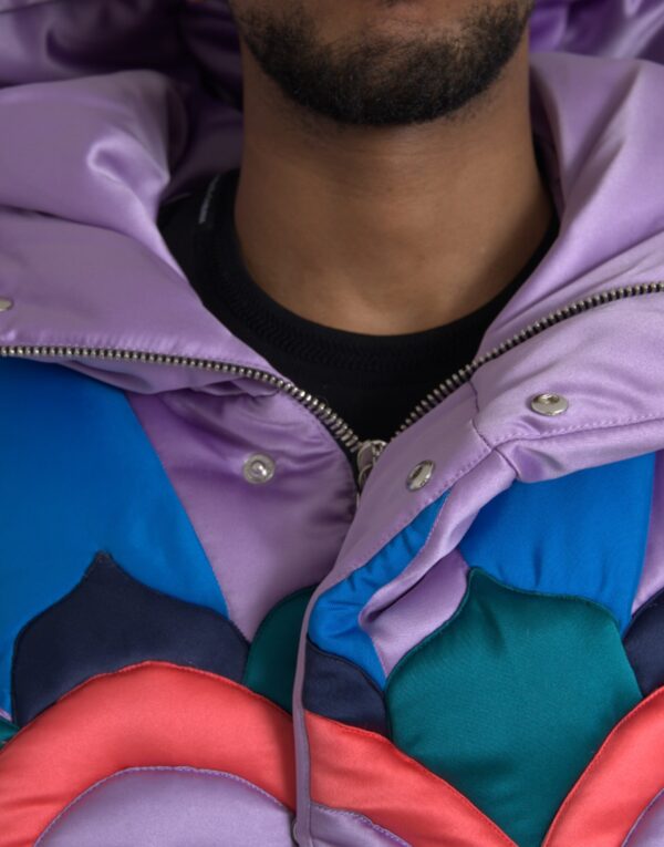 Dolce & Gabbana Multicolor Heart Logo Hooded Puffer Jacket - Image 4