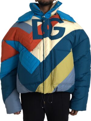 Dolce & Gabbana Multicolor Logo Windbreaker Puffer Jacket