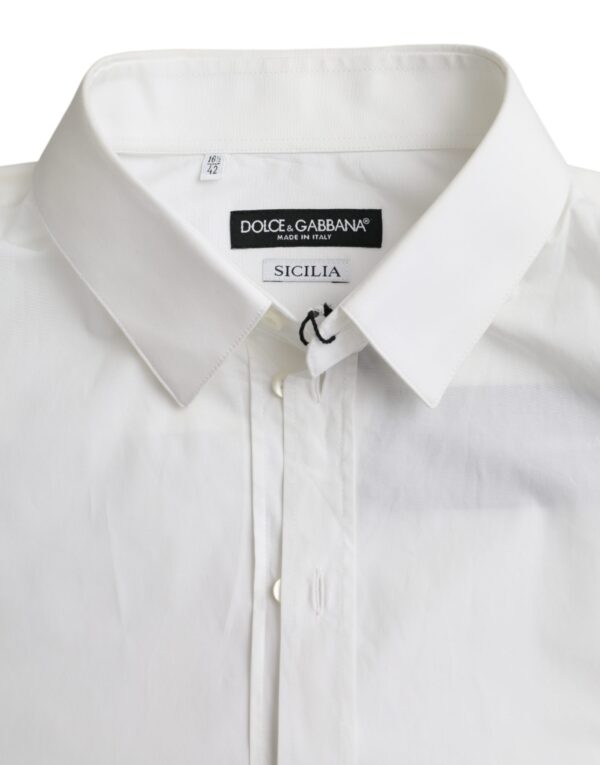 Dolce & Gabbana White Cotton Formal Dress Top SICILIA Shirt - Image 6