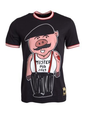Dolce & Gabbana Black Cotton 2019 Year of the Pig T-shirt