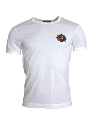 Dolce & Gabbana White Logo Embroidery Short Sleeve T-shirt