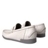 Dolce & Gabbana White Gray Leather Slip Mocassin Shoes Loafer - Image 3