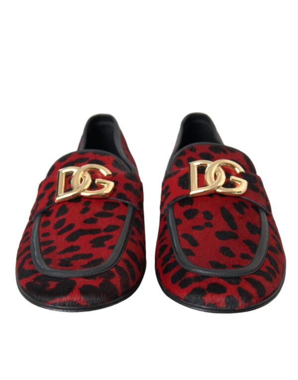 Dolce & Gabbana Red Black Leopard DG Loafers Formal Men Shoes - Image 2