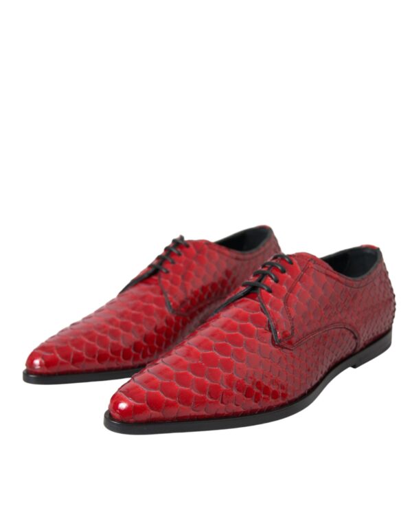 Dolce & Gabbana Red Textured Varnished Derby Men Formal Shoes - Image 3