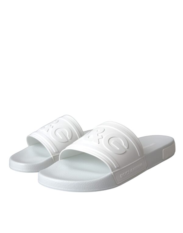 Dolce & Gabbana White Rubber Slides Sandals Beachwear Shoes - Image 3