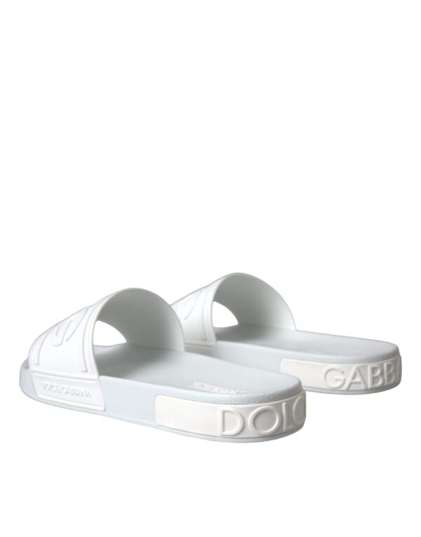 Dolce & Gabbana White Rubber Slides Sandals Beachwear Shoes - Image 4