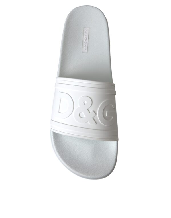 Dolce & Gabbana White Rubber Slides Sandals Beachwear Shoes - Image 8