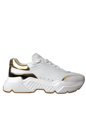 Dolce & Gabbana White Gold DAYMASTER Leather Sneakers Shoes