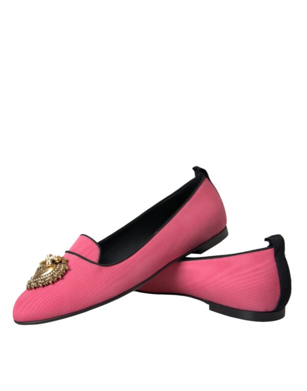 Dolce & Gabbana Pink Velvet Slip On Loafers Flats Shoes - Image 7