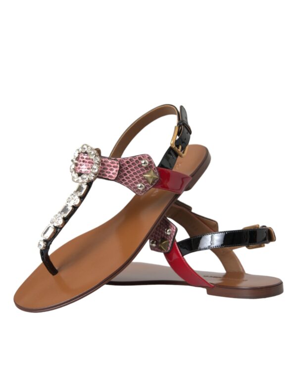 Dolce & Gabbana Multicolor Crystal Sandals Flip Flops Shoes - Image 7