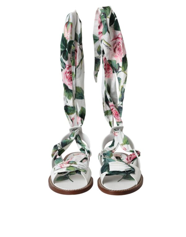 Dolce & Gabbana Multicolor Floral Print Ankle Wrap Sandals Shoes - Image 2
