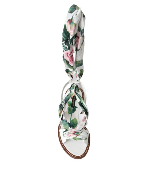 Dolce & Gabbana Multicolor Floral Print Ankle Wrap Sandals Shoes - Image 6