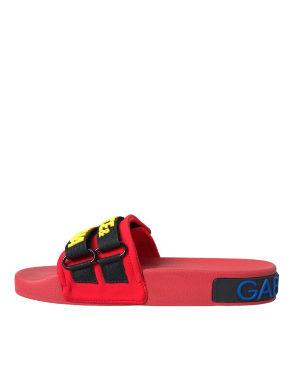 Dolce & Gabbana Red Black Logo Beachwear Flats Sandals Shoes - Image 5
