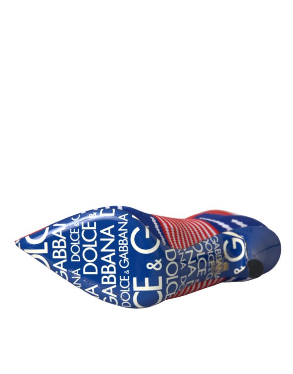 Dolce & Gabbana Red Blue Stretch Sock Style Ankle Boots Logo Shoes - Image 7