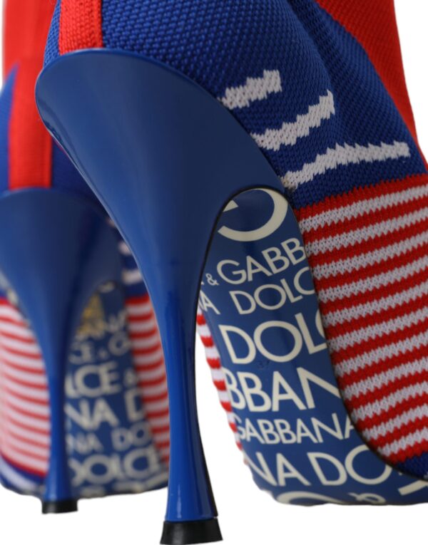 Dolce & Gabbana Red Blue Stretch Sock Style Short Boots Logo Shoes - Image 8