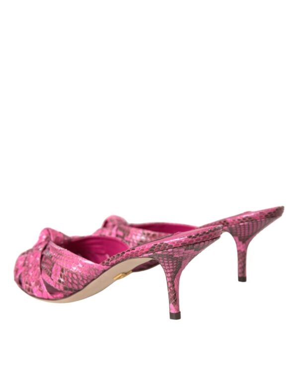 Dolce & Gabbana Pink Exotic Leather Kitten Heels Slides Shoes - Image 4