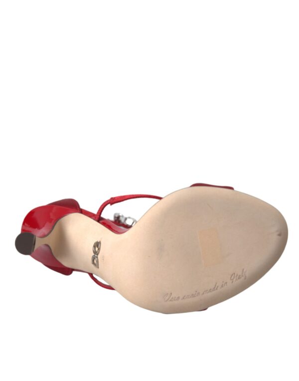 Dolce & Gabbana Red Keira Satin Crystals Sandals Heels Shoes - Image 6