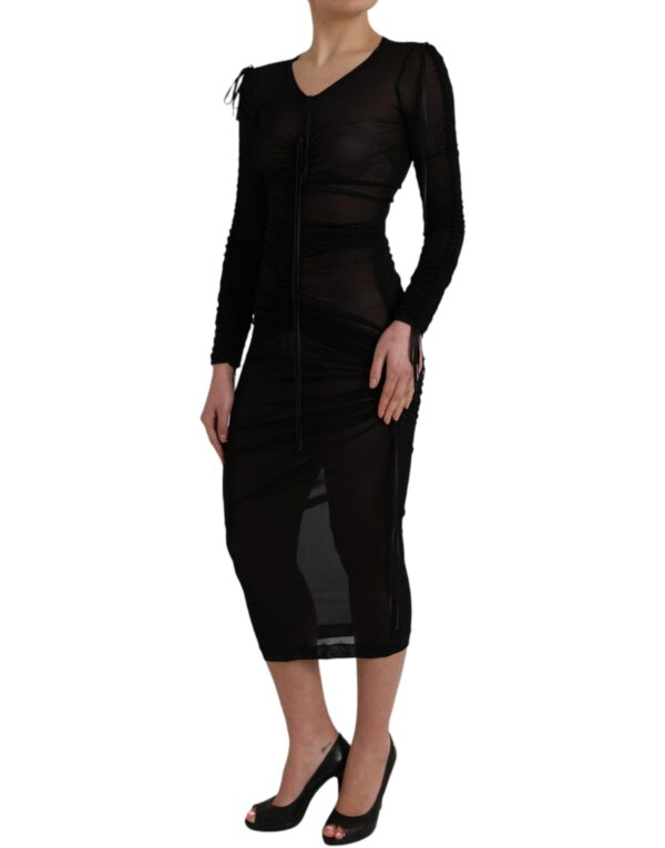 Dolce & Gabbana Black Sheer Bodycon Sheath Midi Dress - Image 3