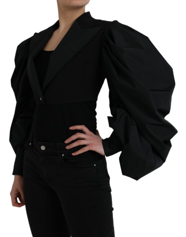 Dolce & Gabbana Black Polyester Puffed Sleeves Cropped Jacket - Image 3