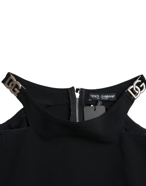 Dolce & Gabbana Black Sleeveless Round Neck Cropped Tank Top - Image 6