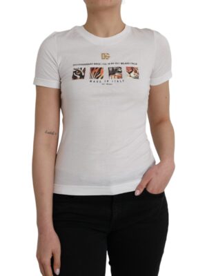 Dolce & Gabbana White Cotton Short Sleeves Crew Neck T-shirt