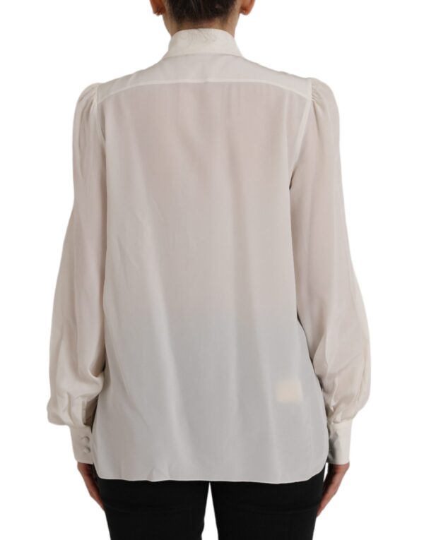 Dolce & Gabbana Off White Long Sleeve Button Down Blouse Top - Image 4