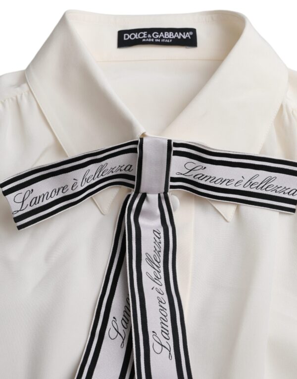 Dolce & Gabbana Off White Long Sleeve Button Down Blouse Top - Image 7