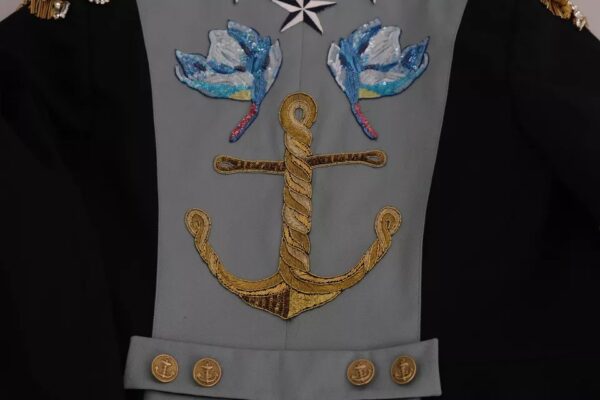 Dolce & Gabbana Blue Button Crystal Embellished Cotton Jacket - Image 5