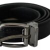 Dolce & Gabbana Black Leather Silver Metal Buckle Classic Belt - Image 3