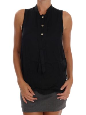 Versace Jeans Chic Sleeveless Black Shirt Blouse