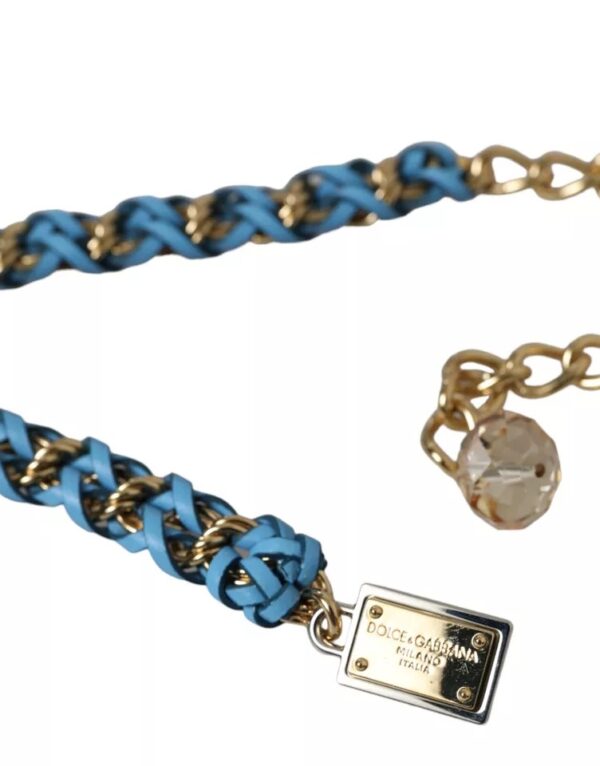Dolce & Gabbana Blue Braided Gold Brass Chain Waist Belt - Image 3