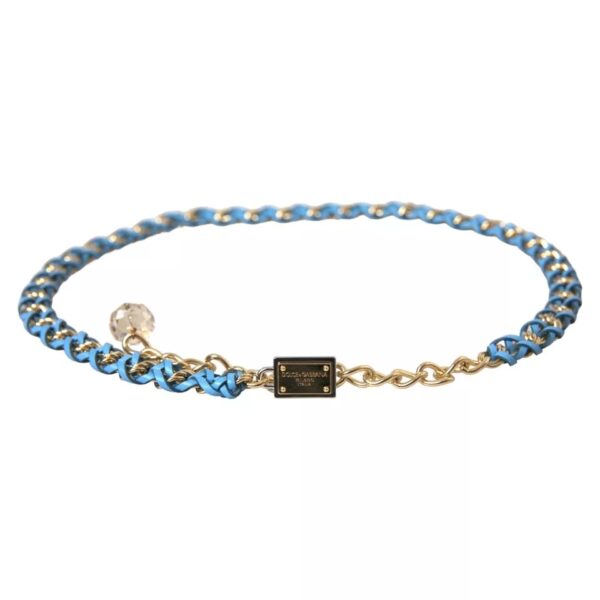 Dolce & Gabbana Blue Braided Gold Brass Chain Waist Belt - Image 5