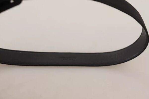 Dolce & Gabbana Black Velvet Leather Logo Waist Buckle Belt - Image 5