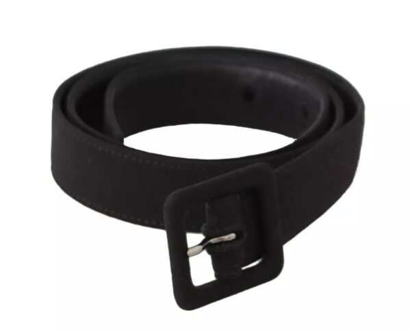 Dolce & Gabbana Black Velvet Leather Logo Waist Buckle Belt - Image 3