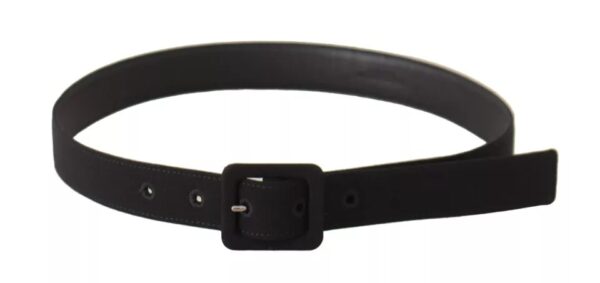 Dolce & Gabbana Black Velvet Leather Logo Waist Buckle Belt - Image 4
