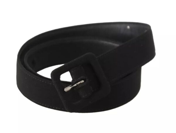 Dolce & Gabbana Black Velvet Leather Logo Waist Buckle Belt - Image 2