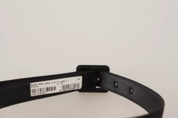 Dolce & Gabbana Black Velvet Leather Logo Waist Buckle Belt - Image 6