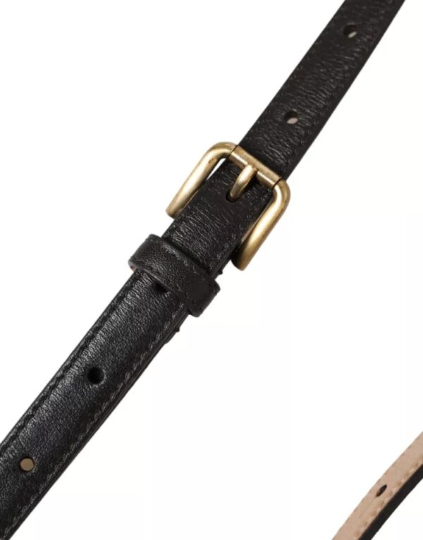 Dolce & Gabbana Dark Brown Leather Gold Metal Buckle Women Belt - Image 2