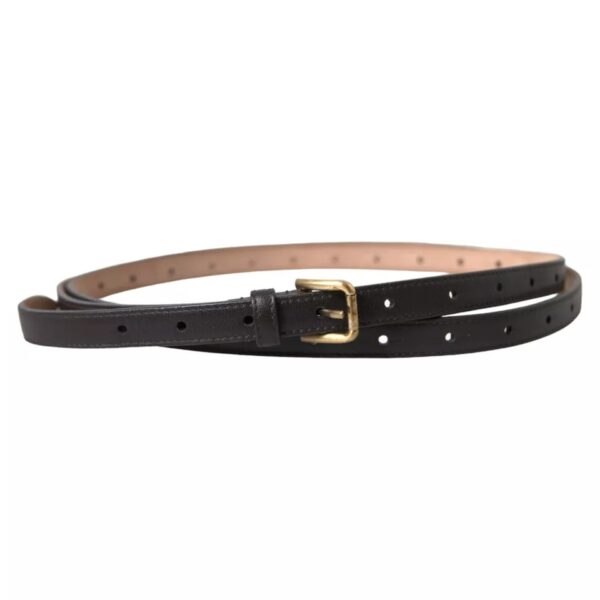 Dolce & Gabbana Dark Brown Leather Gold Metal Buckle Women Belt - Image 3