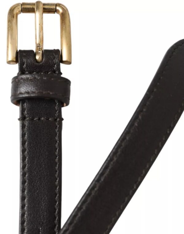 Dolce & Gabbana Dark Brown Leather Gold Metal Buckle Women Belt - Image 4