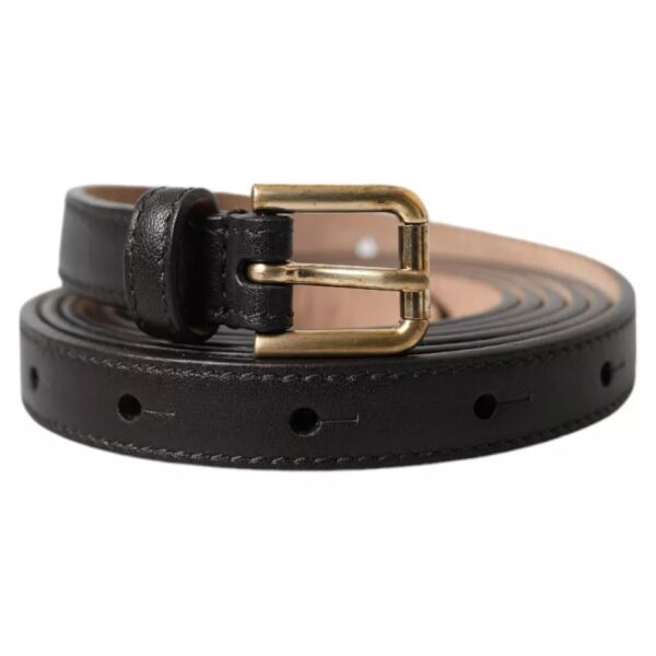 Dolce & Gabbana Dark Brown Leather Gold Metal Buckle Women Belt - Image 5