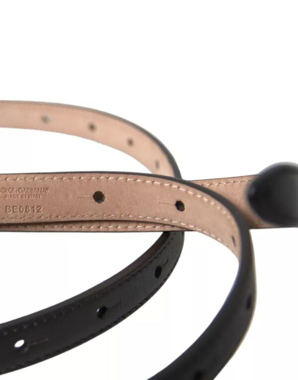 Dolce & Gabbana Dark Brown Leather Gold Metal Buckle Women Belt - Image 6
