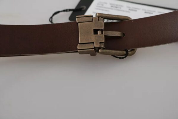 Dolce & Gabbana Cream Beige Gold Buckle Waist Leather Belt - Image 6
