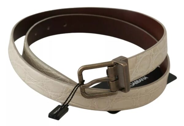 Dolce & Gabbana Cream Beige Gold Buckle Waist Leather Belt - Image 2